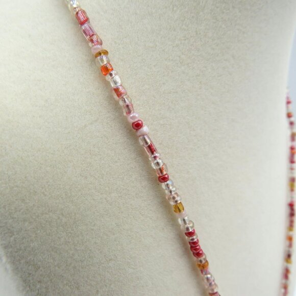 Pewter Flower Necklace 1.5" Pendant Adjustable 15" Multicolor Glass Beads - Picture 4 of 8